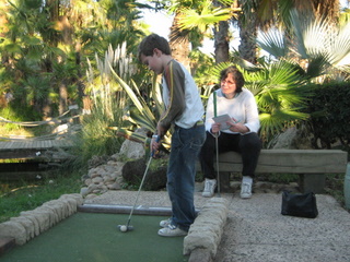 Playing golf